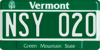 VT license plate NSY020