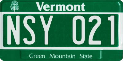 VT license plate NSY021