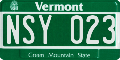 VT license plate NSY023