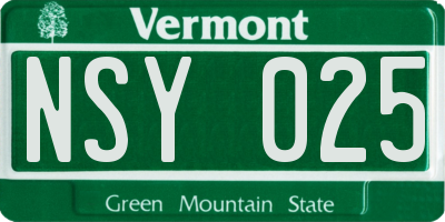 VT license plate NSY025