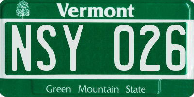 VT license plate NSY026