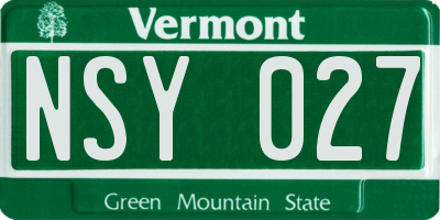 VT license plate NSY027