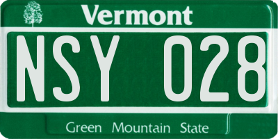 VT license plate NSY028