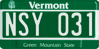 VT license plate NSY031