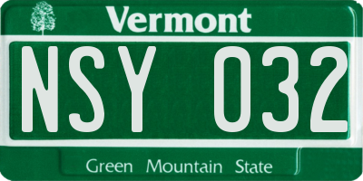 VT license plate NSY032