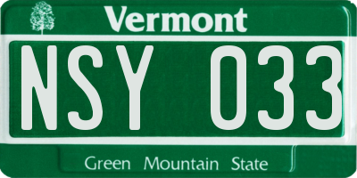 VT license plate NSY033
