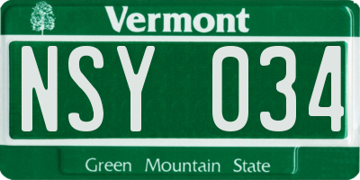 VT license plate NSY034