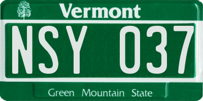 VT license plate NSY037