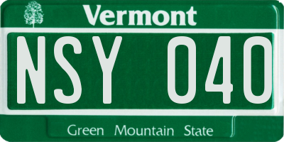 VT license plate NSY040