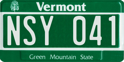 VT license plate NSY041