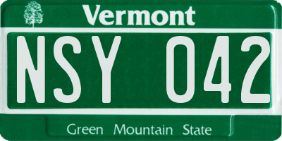 VT license plate NSY042