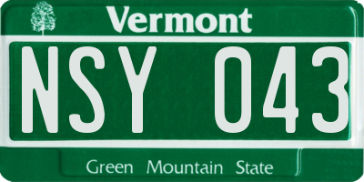VT license plate NSY043