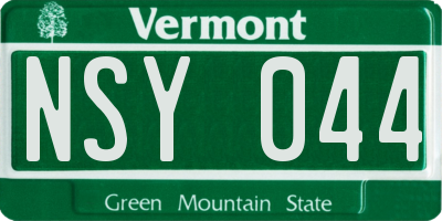 VT license plate NSY044