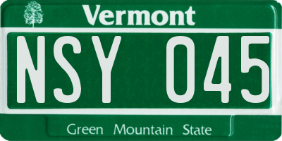 VT license plate NSY045