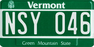 VT license plate NSY046