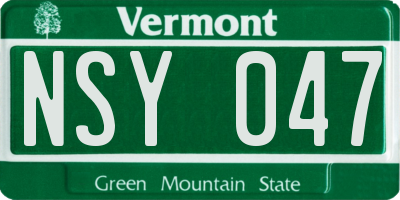 VT license plate NSY047