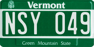 VT license plate NSY049