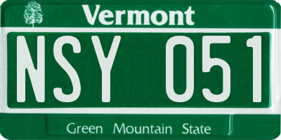 VT license plate NSY051