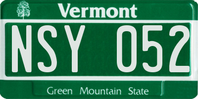 VT license plate NSY052