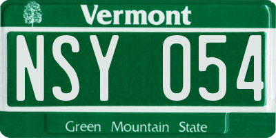VT license plate NSY054