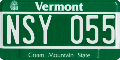 VT license plate NSY055