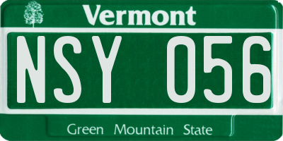 VT license plate NSY056