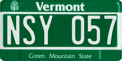VT license plate NSY057