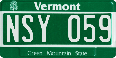 VT license plate NSY059