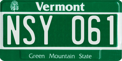 VT license plate NSY061