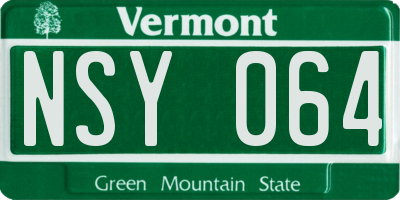 VT license plate NSY064
