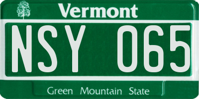 VT license plate NSY065