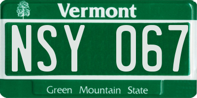 VT license plate NSY067