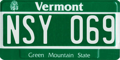 VT license plate NSY069