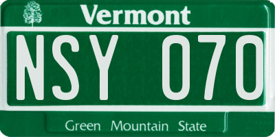VT license plate NSY070