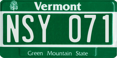 VT license plate NSY071