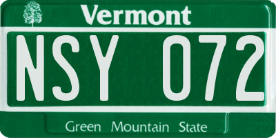 VT license plate NSY072