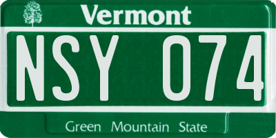 VT license plate NSY074