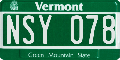 VT license plate NSY078