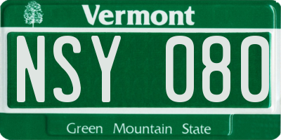 VT license plate NSY080