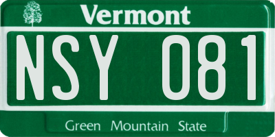 VT license plate NSY081