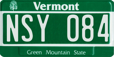 VT license plate NSY084