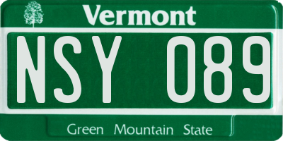 VT license plate NSY089