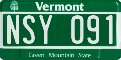 VT license plate NSY091