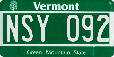 VT license plate NSY092