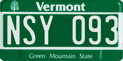VT license plate NSY093