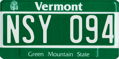 VT license plate NSY094
