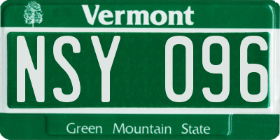 VT license plate NSY096