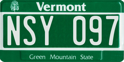 VT license plate NSY097