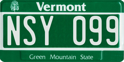 VT license plate NSY099