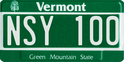 VT license plate NSY100